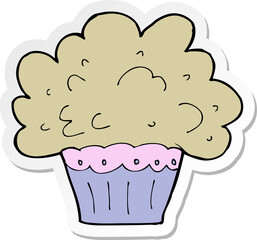 sticker of a cartoon big cupcake