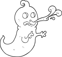 black and white cartoon slimy ghost