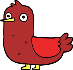 cartoon doodle red bird