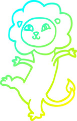 cold gradient line drawing cartoon lion