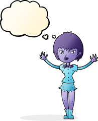 cartoon vampire girl with thought bubble