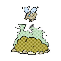 cartoon fly and manure