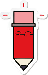 sticker of a cute cartoon pencil