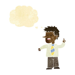cartoon man with good idea with thought bubble