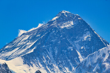 Mount Everest  West Face in details along with summit and south summit in this long range photo...