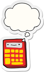 cartoon calculator and thought bubble as a printed sticker