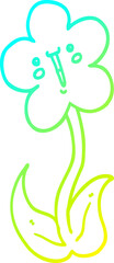 cold gradient line drawing cartoon flower