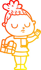 warm gradient line drawing cartoon calm woman