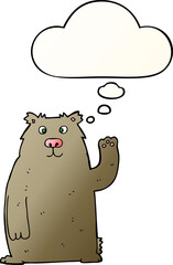 cartoon bear and thought bubble in smooth gradient style