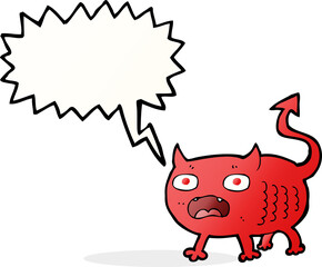 cartoon little imp with speech bubble