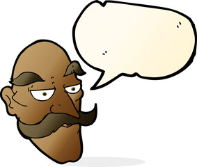cartoon old man face with speech bubble