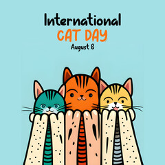 vector graphic of the International Cat Day celebration. flat design for  flyer, social media post, card wishes
