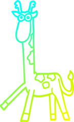 cold gradient line drawing cartoon walking giraffe