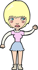 cartoon waving woman