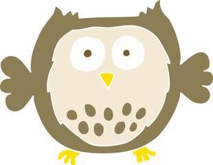 flat color illustration of a cartoon owl