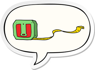 cartoon tape measure and speech bubble sticker