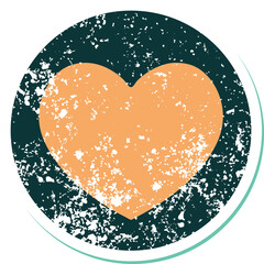 distressed sticker tattoo style icon of a heart