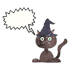 speech bubble textured cartoon halloween cat