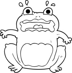 black and white cartoon funny frightened frog