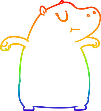 recommend clip art: rainbow gradient line drawing cartoon hippo