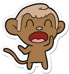 sticker of a shouting cartoon monkey