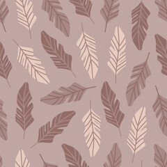 Monochrome beige feathers pattern