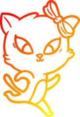 warm gradient line drawing cartoon cat