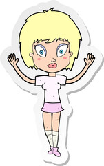 sticker of a cartoon pretty girl