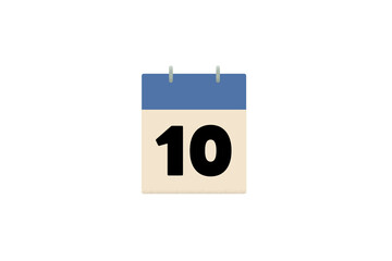 10 day ten tenth calendar blue days of the month sheets of paper