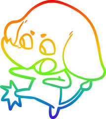 rainbow gradient line drawing cute cartoon elephant