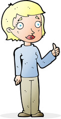 cartoon woman giving thumbs up symbol