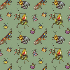 vector seamless pattern of insect