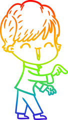rainbow gradient line drawing cartoon laughing woman