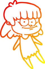 warm gradient line drawing cartoon smiling woman