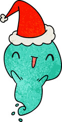 christmas textured cartoon of kawaii ghost
