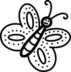 Vector illustration of a butterfly. The icon of the outline of the butterfly silhouette. A clipart is an image highlighted on a white background. The page of the coloring book