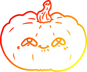 warm gradient line drawing happy cartoon pumpkin