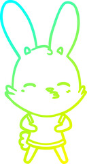 cold gradient line drawing curious bunny cartoon