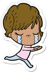 Obraz premium sticker of a cartoon woman crying