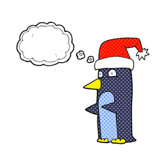 thought bubble cartoon christmas penguin