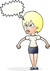 cartoon annoyed woman with speech bubble