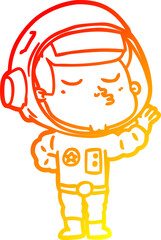 warm gradient line drawing cartoon confident astronaut