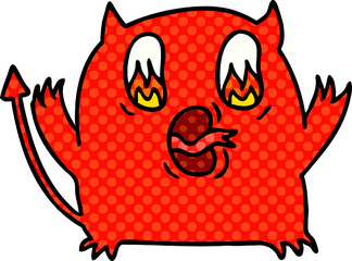 cartoon of cute kawaii red demon