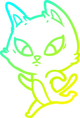 cold gradient line drawing confused cartoon cat