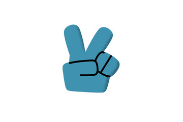 hand, victory, victory sign, two, fingers, icon symbol, blue, ciano