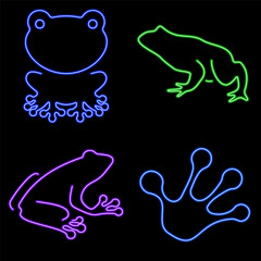 frog group of neon icons, vector illustration on black background.
