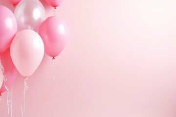 A festive bunch of pastel pink balloons against a calming blue background.