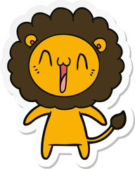sticker of a happy cartoon lion