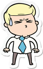 sticker of a cartoon man sweating