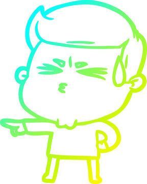 recommend clip art: cold gradient line drawing cartoon man sweating